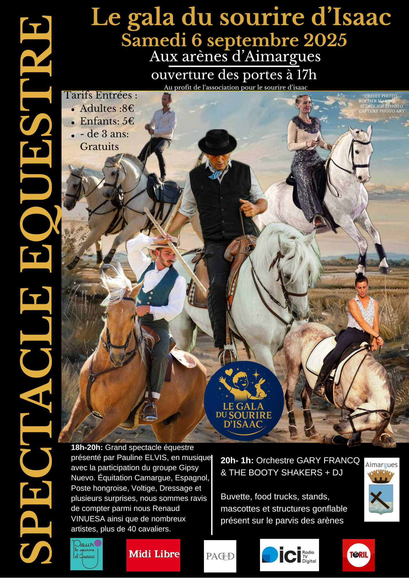 Grand spectacle équestre - Le Gala du sourire d'Isaac - Samedi 06 septembre à Aimargues