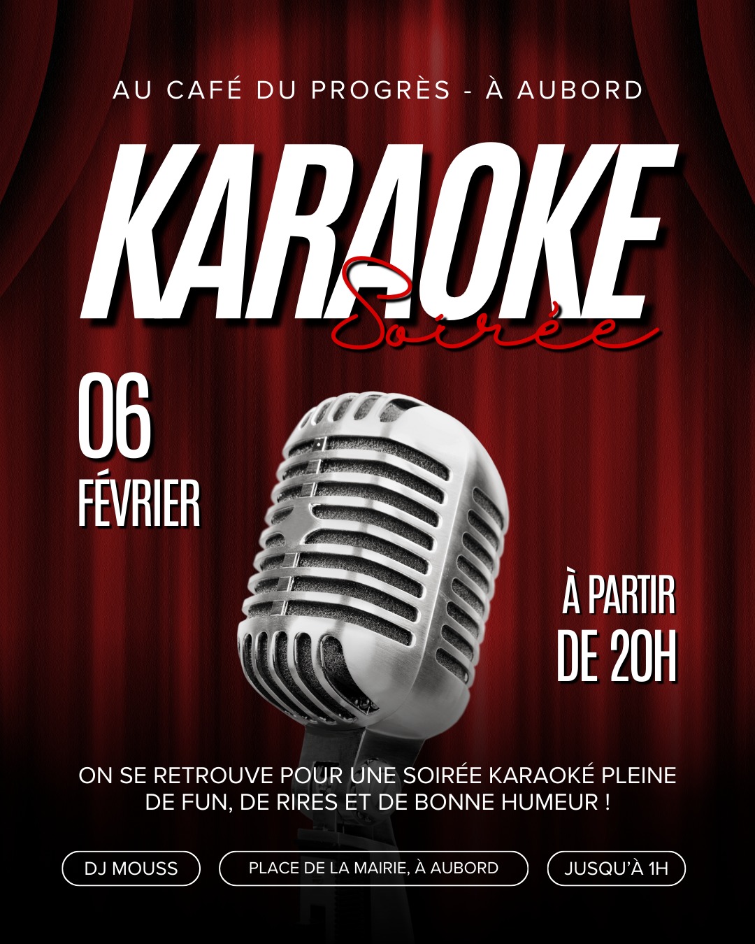 Soirée karaoké au Café du Progrès - Vendredi 06 février 2026 à Aubord