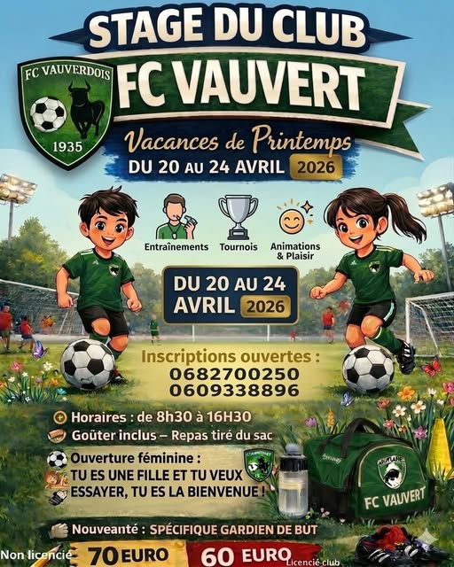 Stage de foot, Vauvert - 20 au 24 avril 2026
