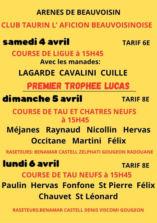 Week-end de Pâques - Manifestations taurines