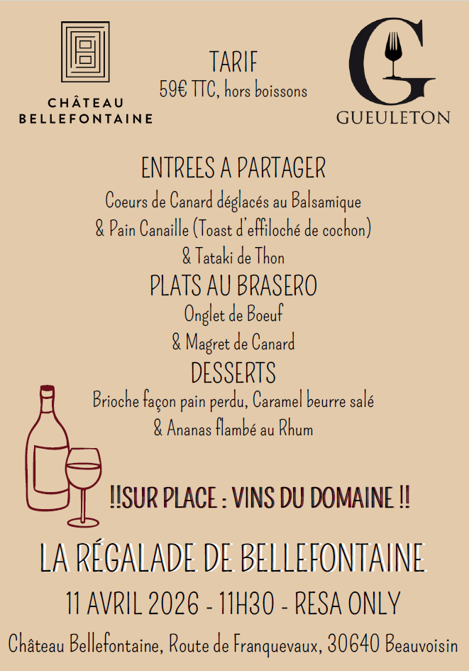 Gueuleton - La Régalade de Bellefontaine - 11 avril à Beauvoisin