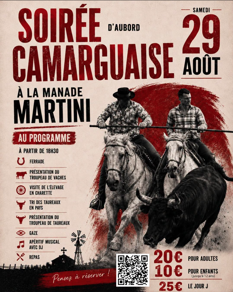 Soiree camarguaise samedi 29 août 2026