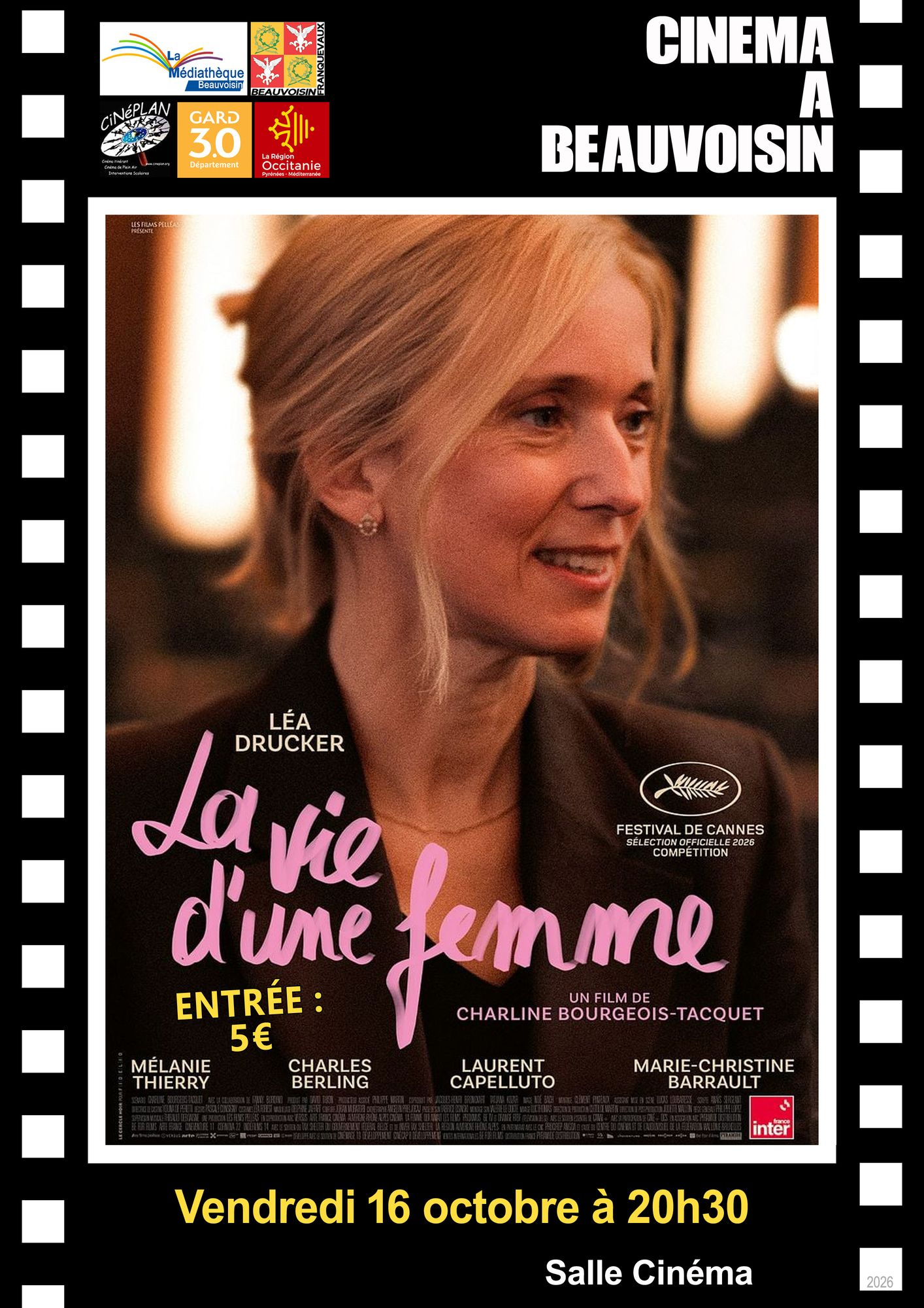 Cinéma à Beauvoisin  - "La vie d'une femme" - 16 octobre 2026
